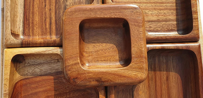 Squared Divided Wooden Plate