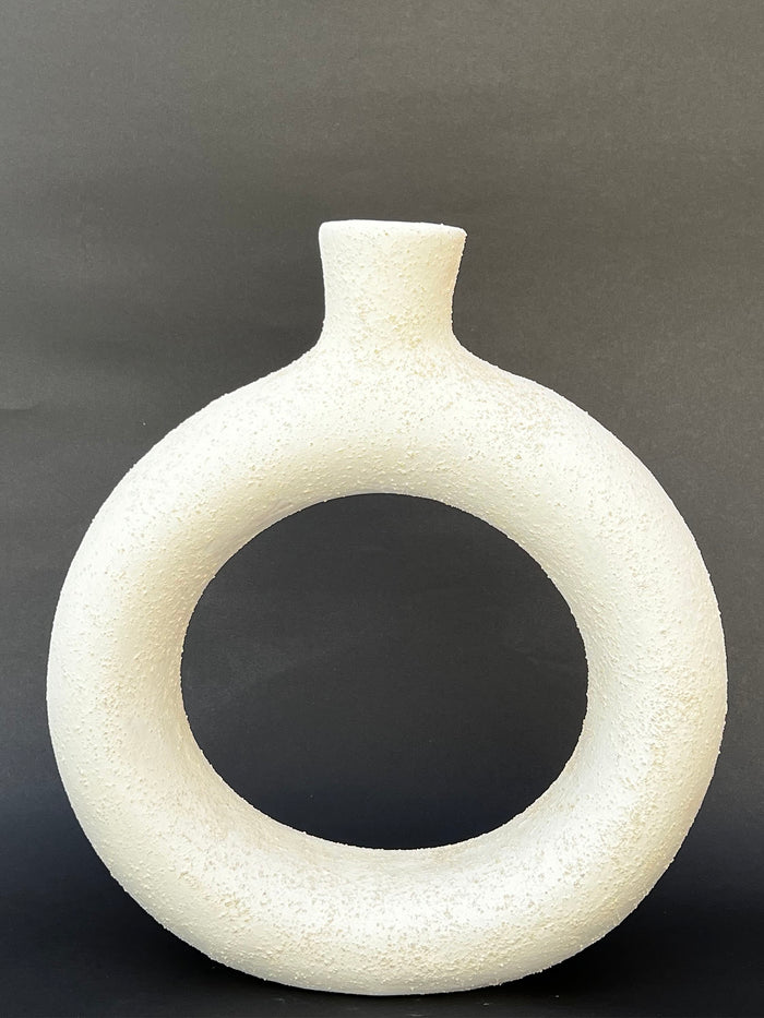White Pottery Round Vase Set