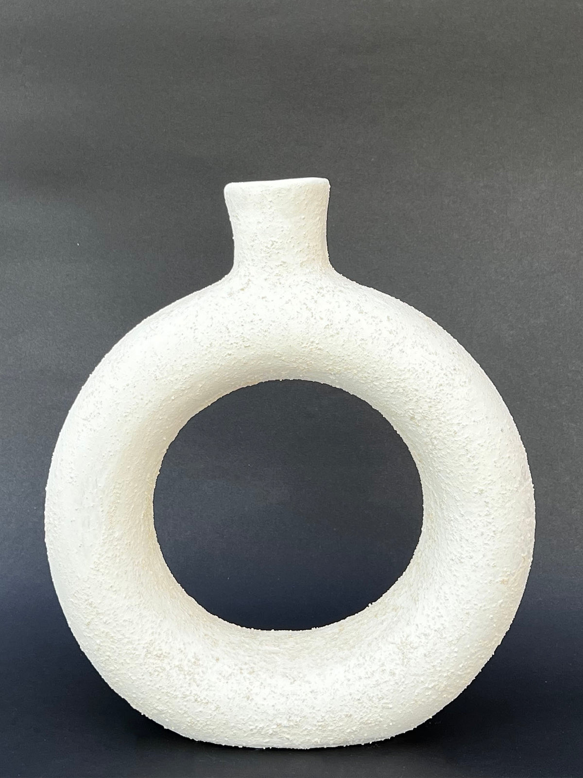 White Pottery Round Vase Medium Size