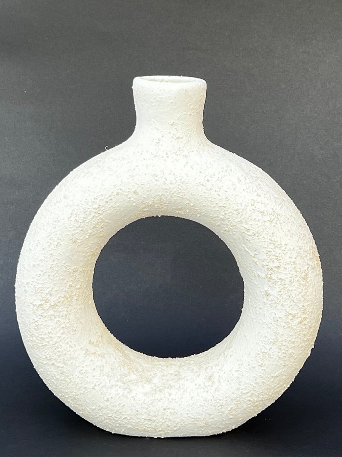 White Pottery Round Vase Set
