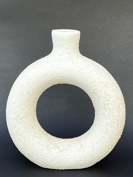 White Pottery Round Vase Medium Size