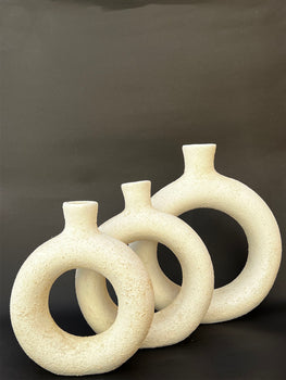 White Pottery Round Vase Small Size