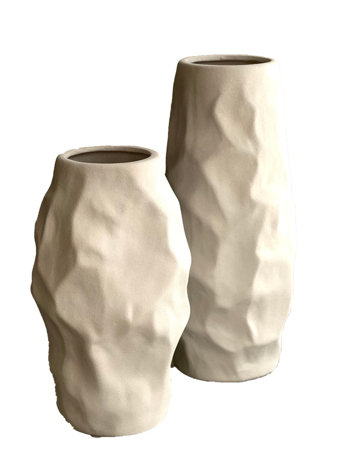 White Textured Vases Set