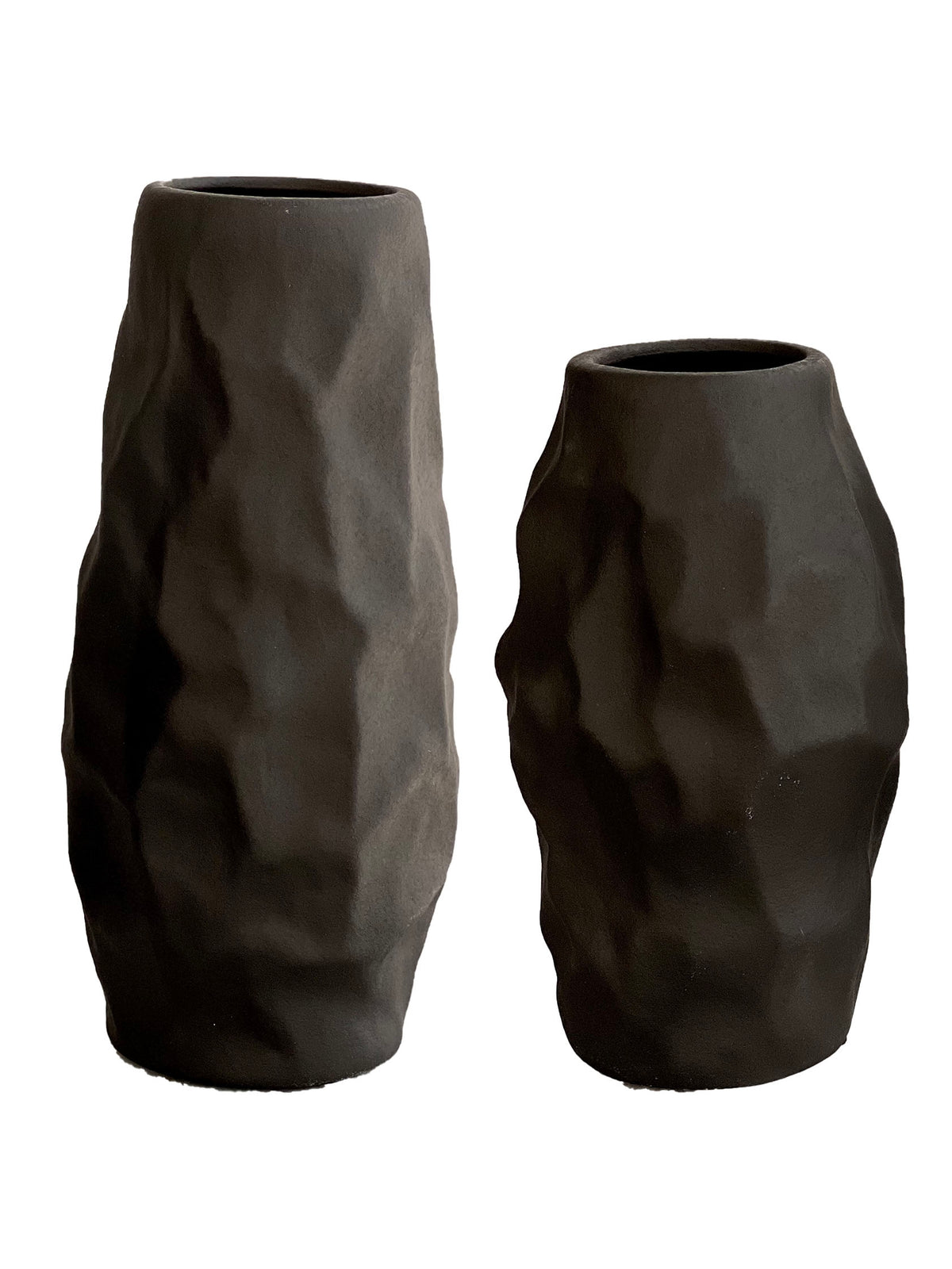 Black Textured Vases Set